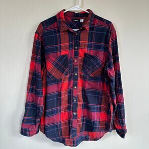 BDG Urban Outfitters Plaid Flannel Shirt MEDIUM Grunge 90s Western Academia Red